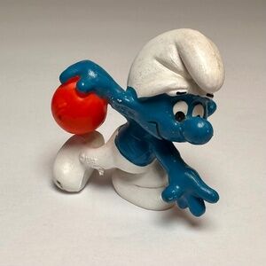 Vintage Bowling Smurf Figurine 1978 Schleich Peyo Made in Germany Smurfs